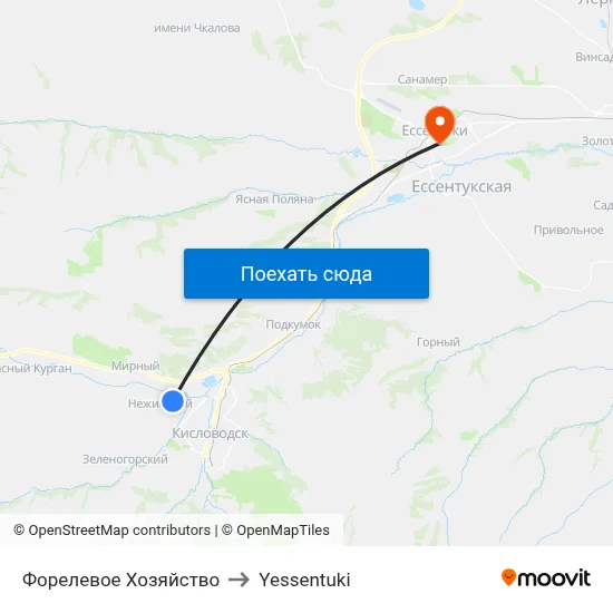 Форелевое Хозяйство to Yessentuki map