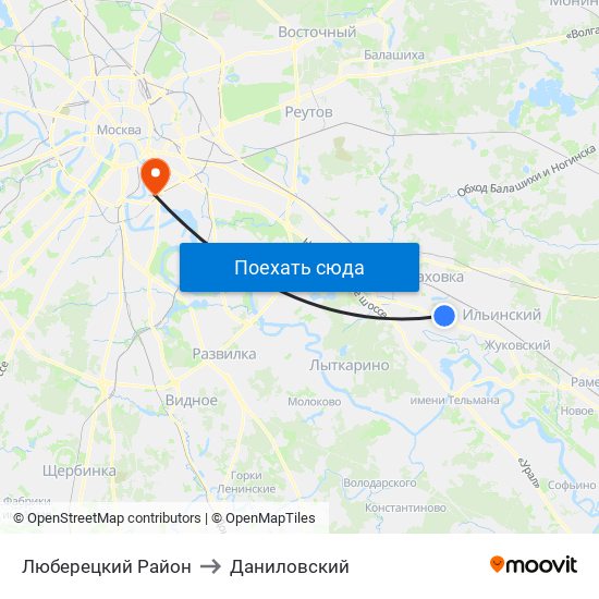 Люберецкий Район to Даниловский map