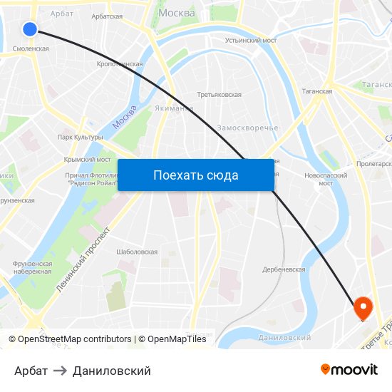 Арбат to Даниловский map