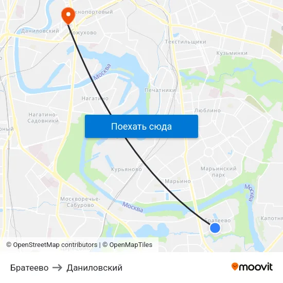 Братеево to Даниловский map