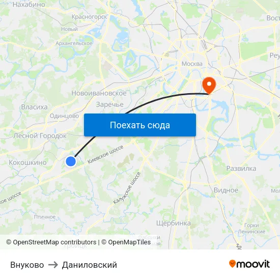 Внуково to Даниловский map