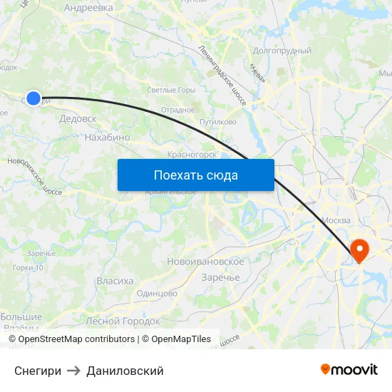 Снегири to Даниловский map