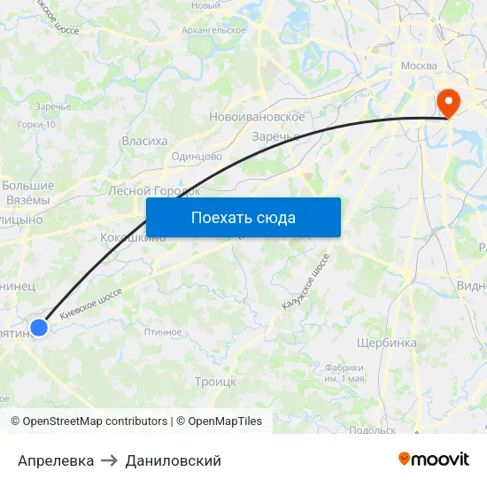 Апрелевка to Даниловский map