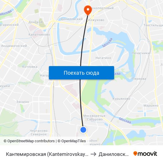 Кантемировская (Kantemirovskaya) to Даниловский map