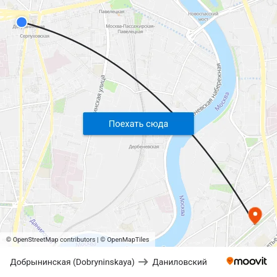 Добрынинская (Dobryninskaya) to Даниловский map