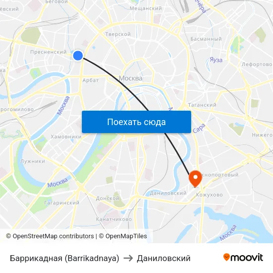 Баррикадная (Barrikadnaya) to Даниловский map