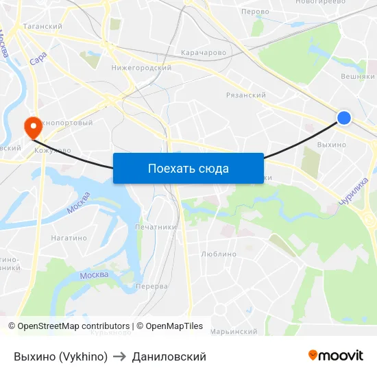 Выхино (Vykhino) to Даниловский map