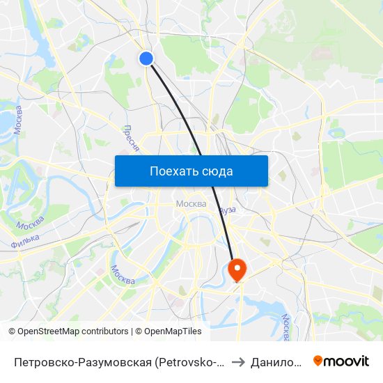 Петровско-Разумовская (Petrovsko-Razumovskaya) to Даниловский map