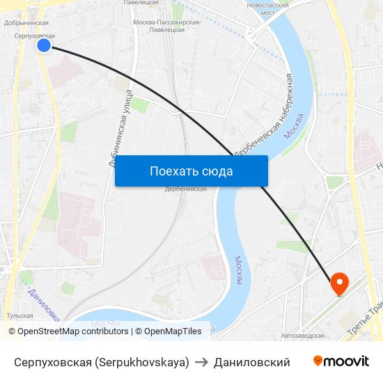 Серпуховская (Serpukhovskaya) to Даниловский map