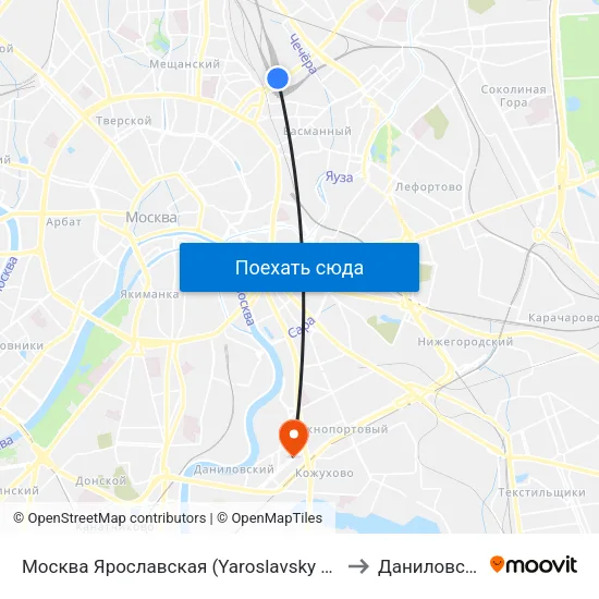Москва Ярославская (Yaroslavsky Station) to Даниловский map