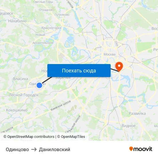 Одинцово to Даниловский map