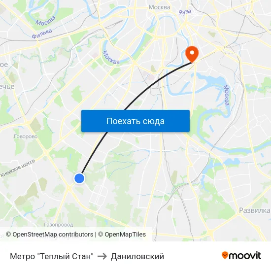Метро "Теплый Стан" to Даниловский map