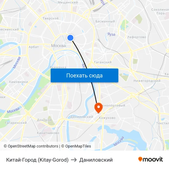 Китай-Город (Kitay-Gorod) to Даниловский map