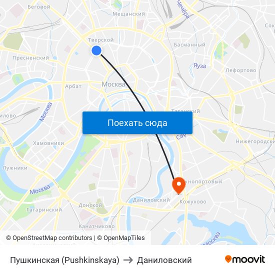 Пушкинская (Pushkinskaya) to Даниловский map