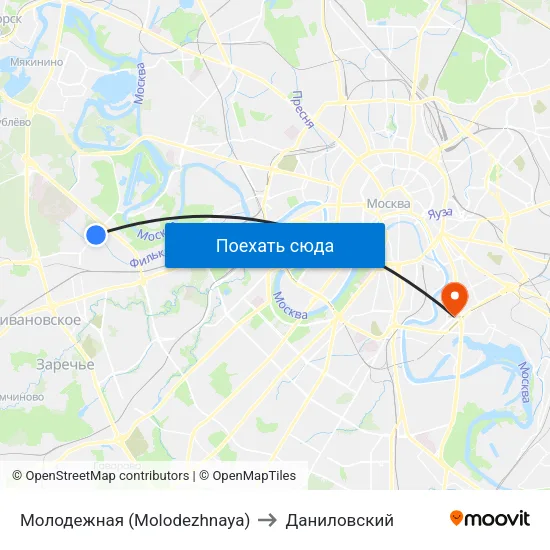 Молодежная (Molodezhnaya) to Даниловский map