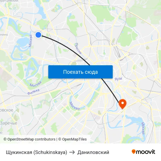 Щукинская (Schukinskaya) to Даниловский map
