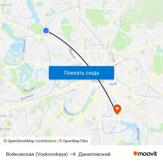 Войковская (Voykovskaya) to Даниловский map