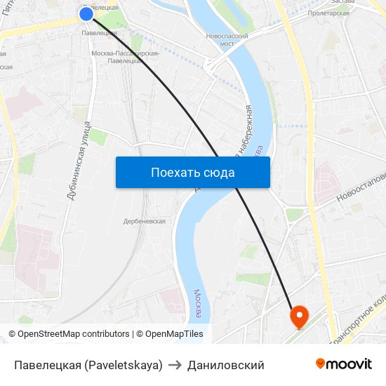 Павелецкая (Paveletskaya) to Даниловский map