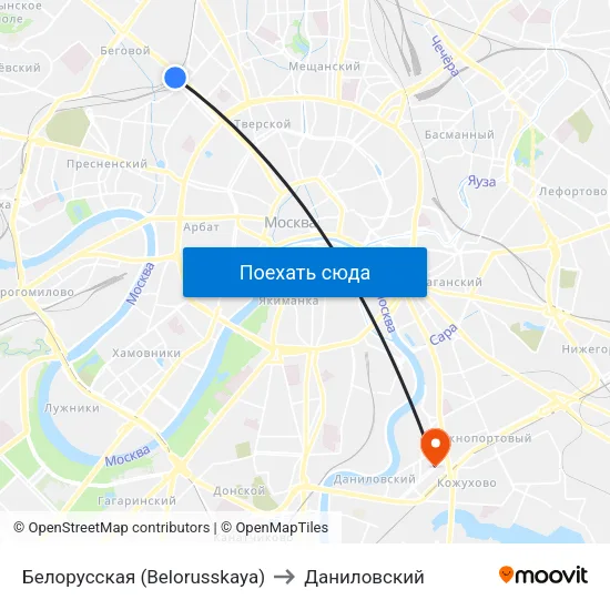 Белорусская (Belorusskaya) to Даниловский map