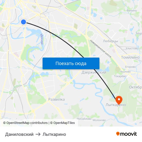 Даниловский to Лыткарино map