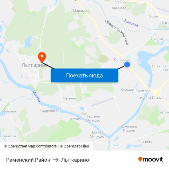 Раменский Район to Лыткарино map