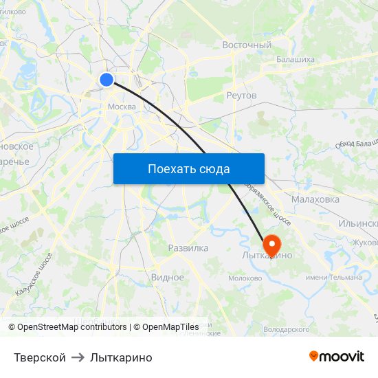 Тверской to Лыткарино map