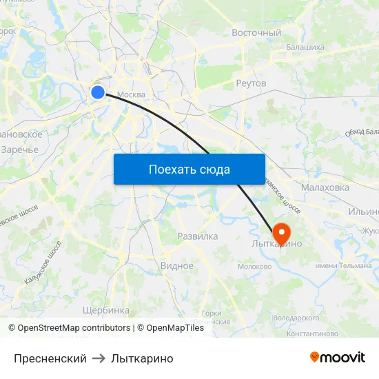 Пресненский to Лыткарино map