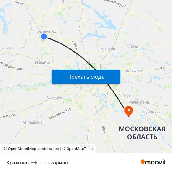 Крюково to Лыткарино map