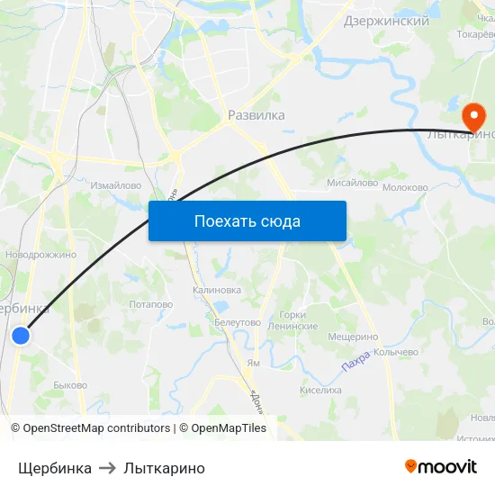 Щербинка to Лыткарино map