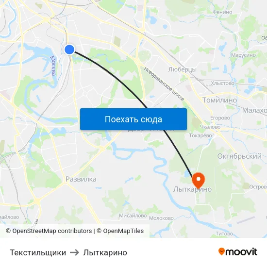 Текстильщики to Лыткарино map
