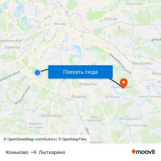 Коньково to Лыткарино map