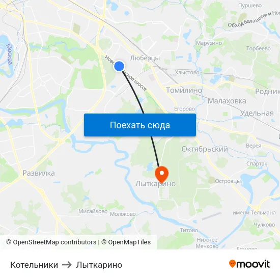 Котельники to Лыткарино map