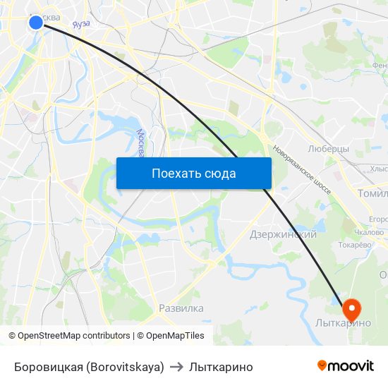 Боровицкая (Borovitskaya) to Лыткарино map