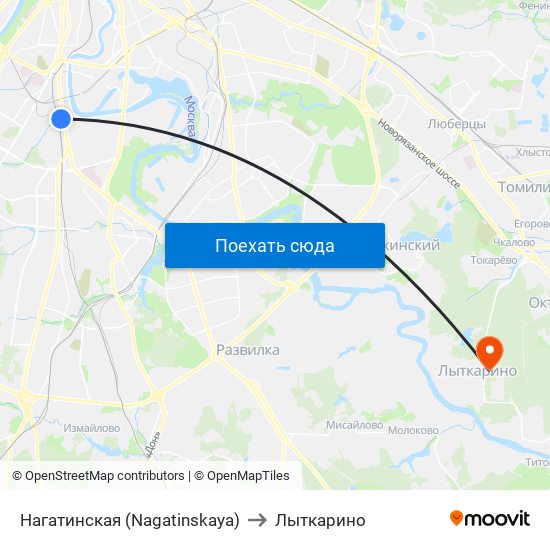 Нагатинская (Nagatinskaya) to Лыткарино map