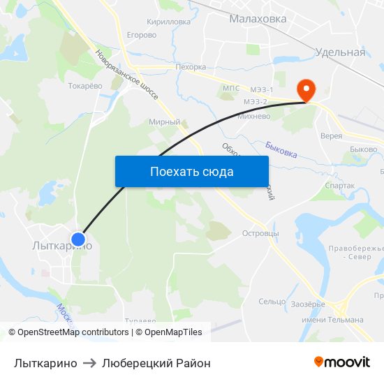 Лыткарино to Люберецкий Район map
