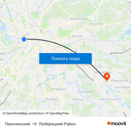 Пресненский to Люберецкий Район map