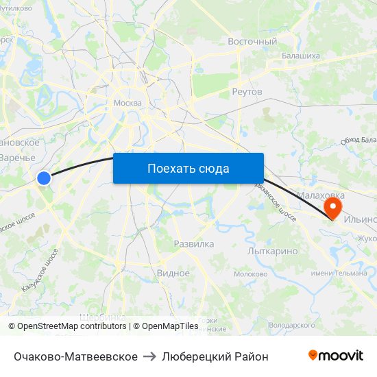 Очаково-Матвеевское to Люберецкий Район map