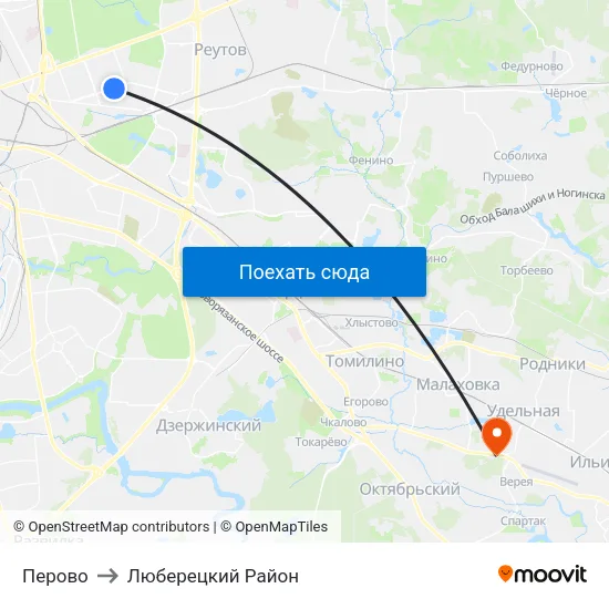 Перово to Люберецкий Район map