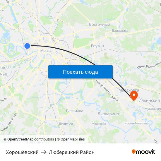 Хорошёвский to Люберецкий Район map