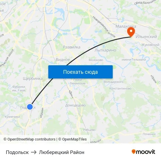 Подольск to Люберецкий Район map