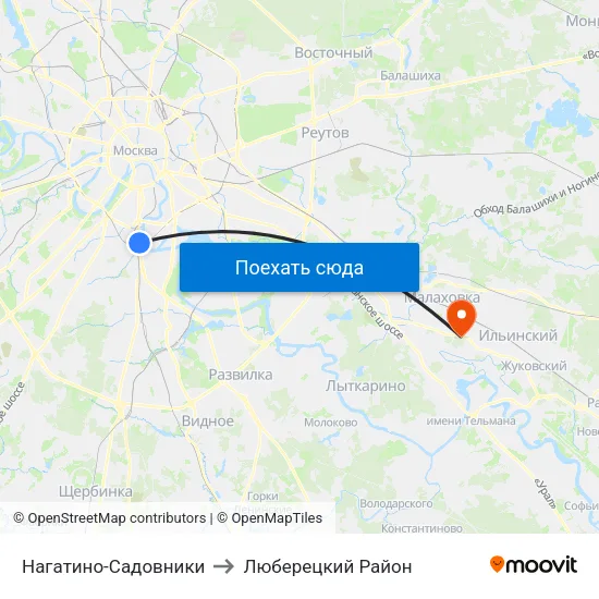 Нагатино-Садовники to Люберецкий Район map