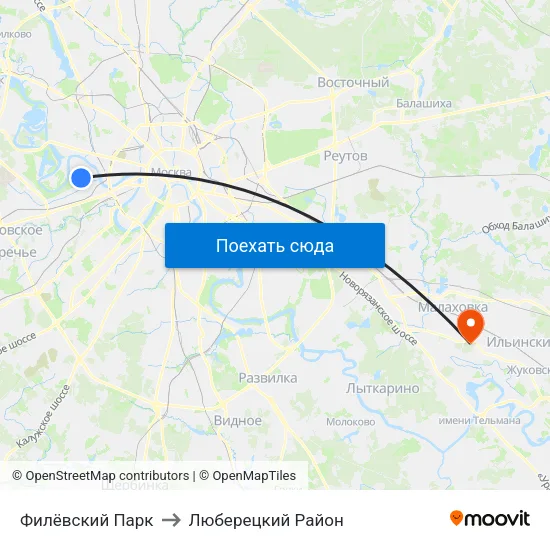 Филёвский Парк to Люберецкий Район map
