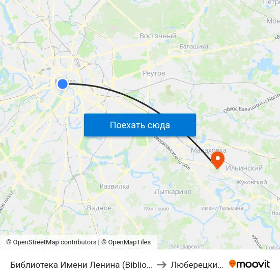 Библиотека Имени Ленина (Biblioteka Imeni Lenina) to Люберецкий Район map
