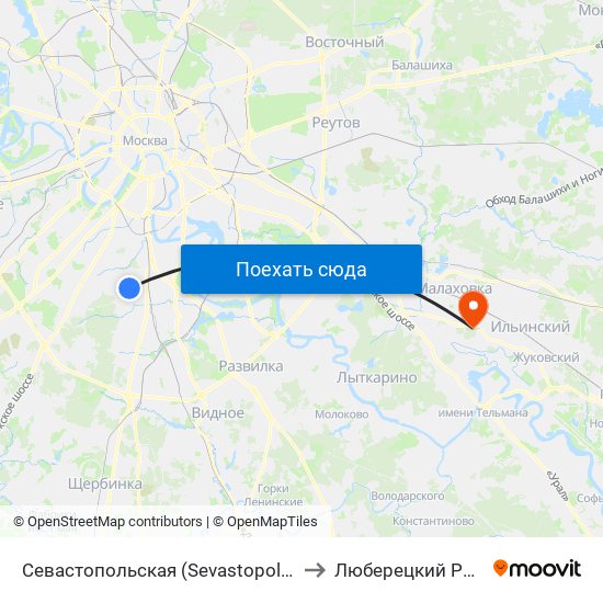 Севастопольская (Sevastopolskaya) to Люберецкий Район map