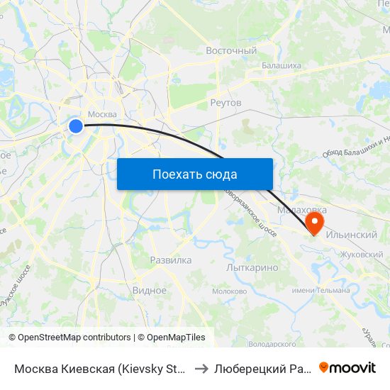Москва Киевская (Kievsky Station) to Люберецкий Район map