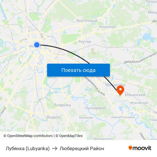 Лубянка (Lubyanka) to Люберецкий Район map