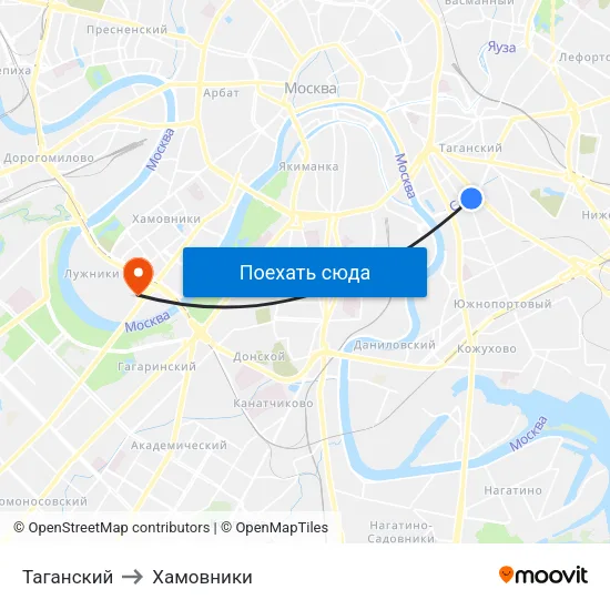 Таганский to Хамовники map
