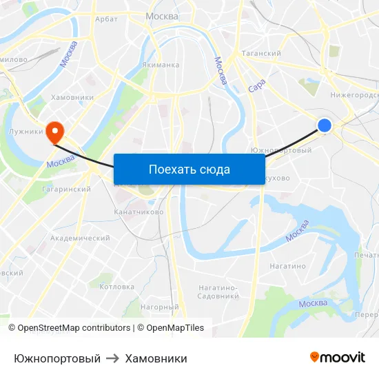 Южнопортовый to Хамовники map
