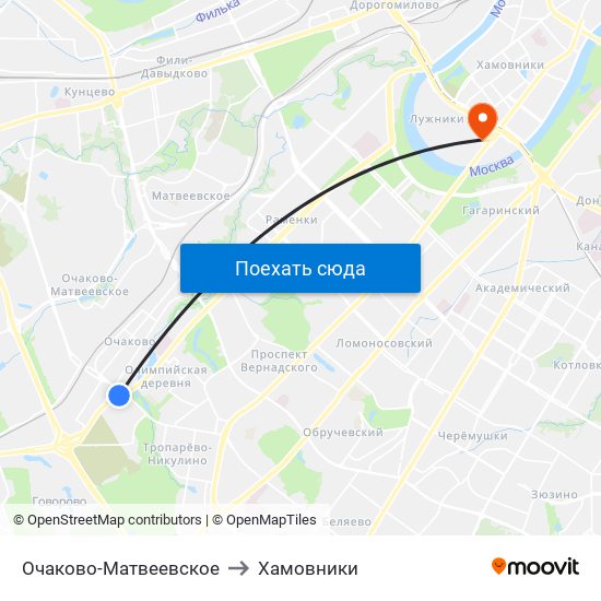 Очаково-Матвеевское to Хамовники map