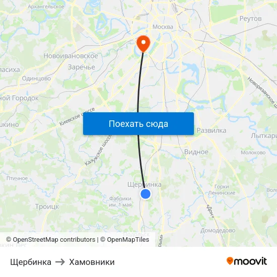 Щербинка to Хамовники map
